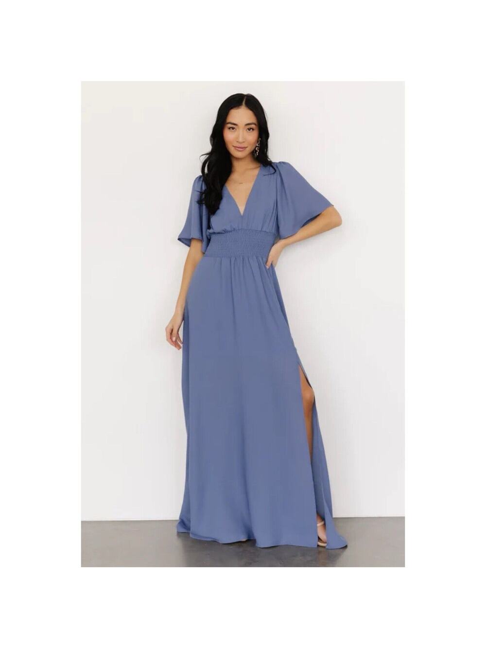 NEW Balticborn Dress Womens M Verona Smocked Chiffon Maxi Blue